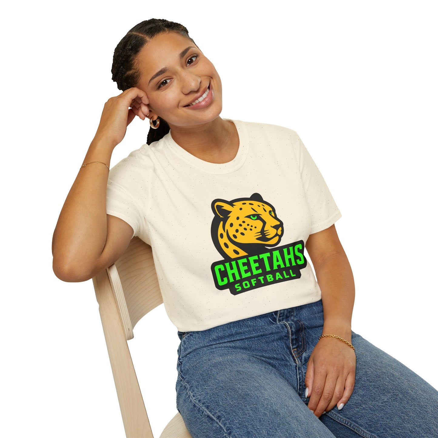 Cheetahs Softball Adult Unisex Softstyle T-Shirt | Casual Sports Apparel, Team Uniform, Gift for Athletes, Free Shipping