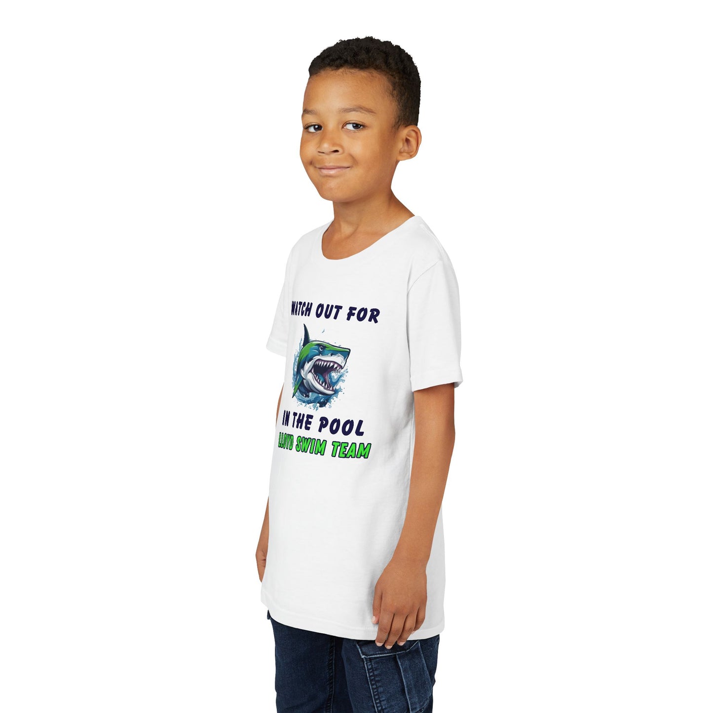 Youth T-Shirt - Watch Out for Sharks - Lloyd Swim Team