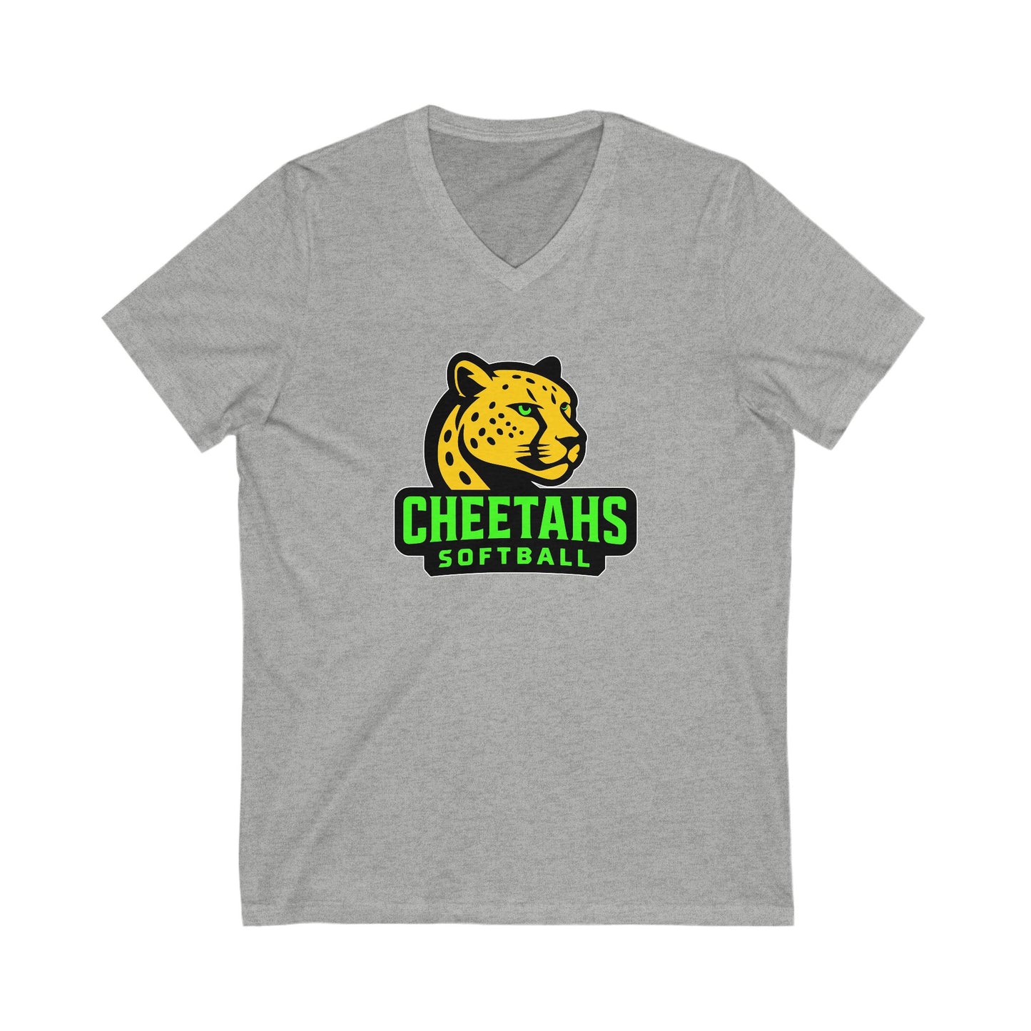 Cheetahs Softball Bella+Canvas V-Neck Tee, Sports Team Apparel, Game Day T-Shirt, Softball Fan Gear, Free Shipping