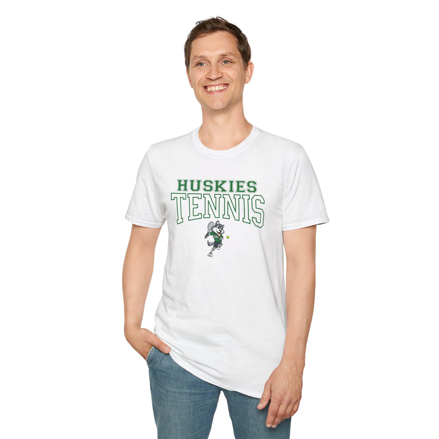 North Huskies Tennis Mascot T-Shirt – Unisex Gildan Softstyle Spirit Wear - Free Shipping