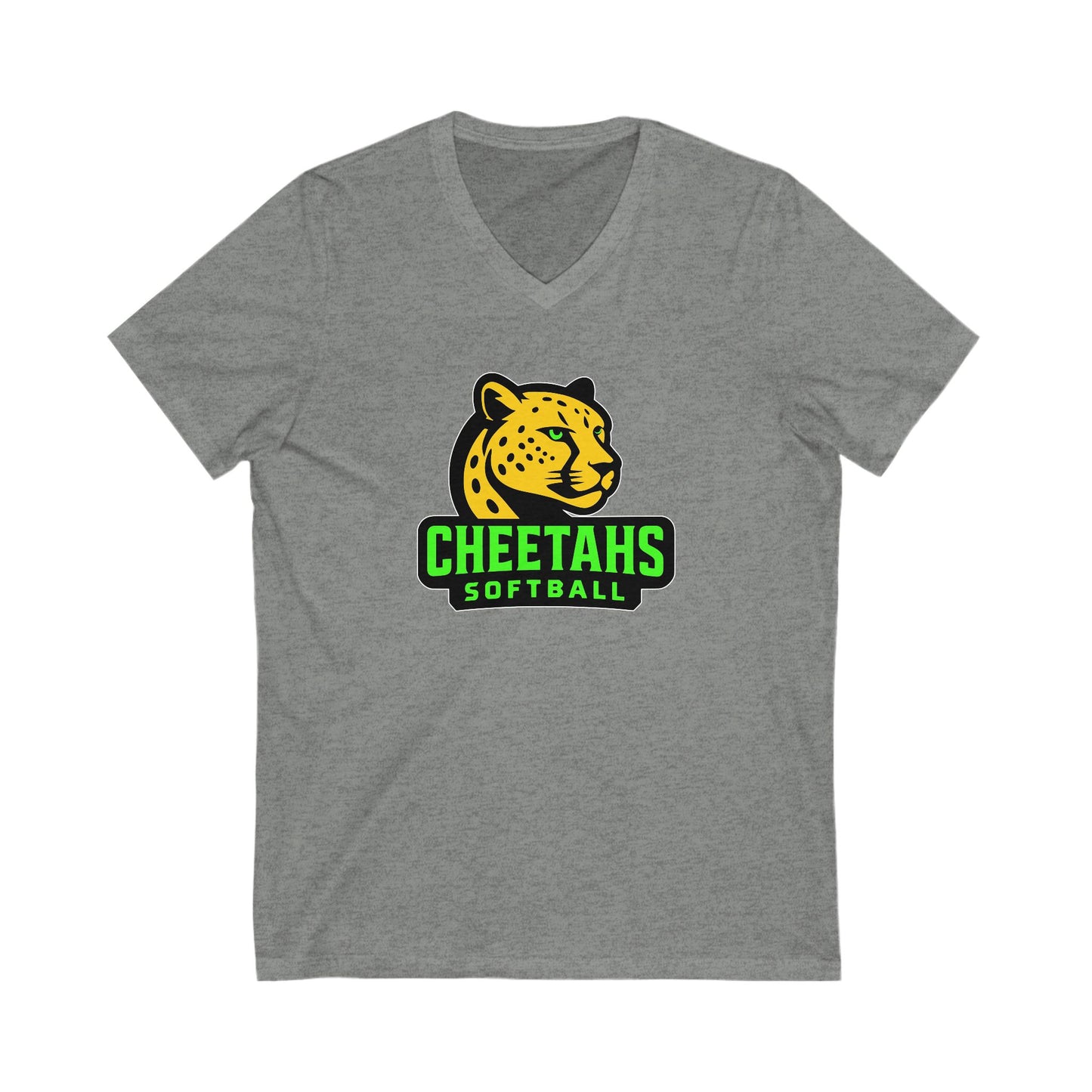 Cheetahs Softball Bella+Canvas V-Neck Tee, Sports Team Apparel, Game Day T-Shirt, Softball Fan Gear, Free Shipping