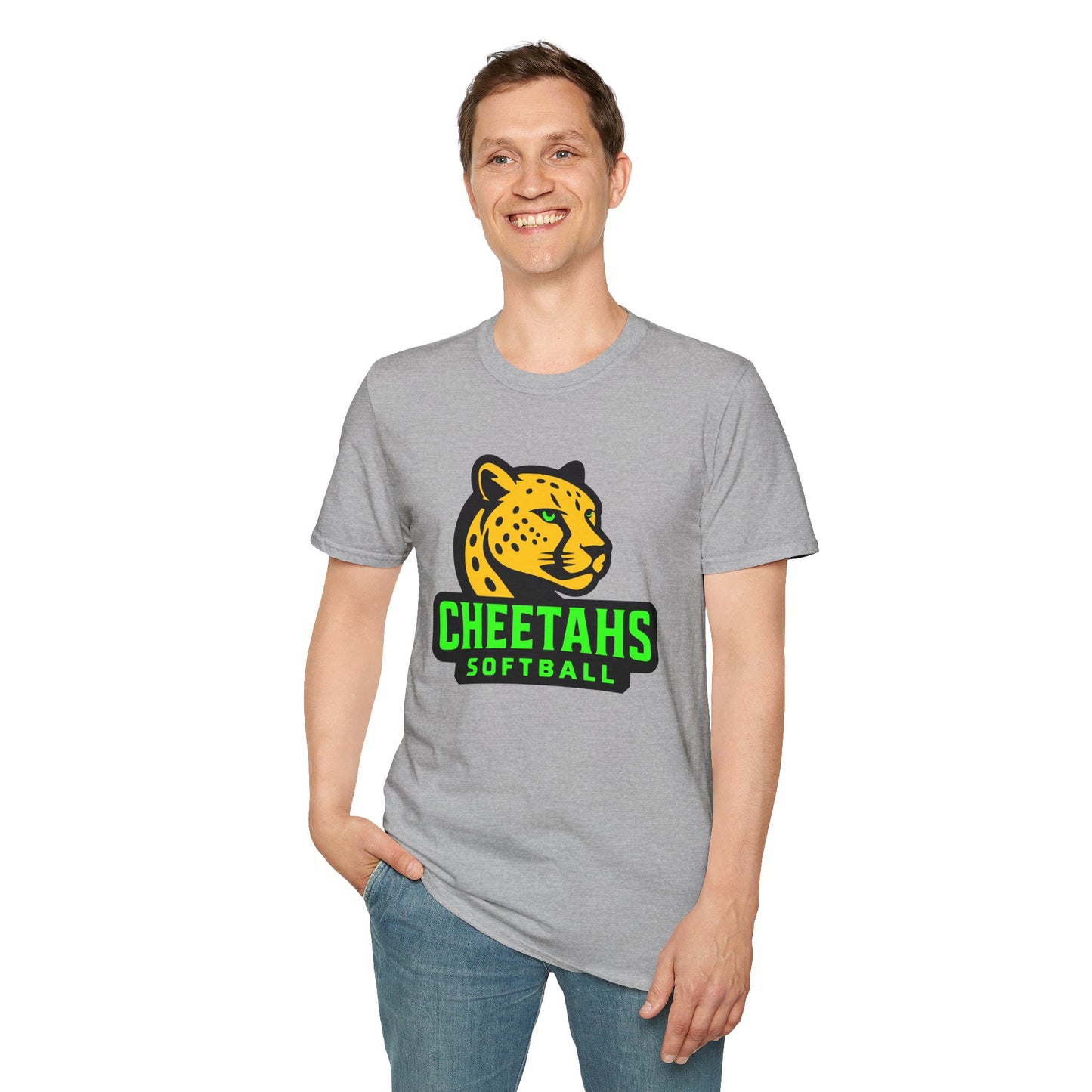 Cheetahs Softball Adult Unisex Softstyle T-Shirt | Casual Sports Apparel, Team Uniform, Gift for Athletes, Free Shipping