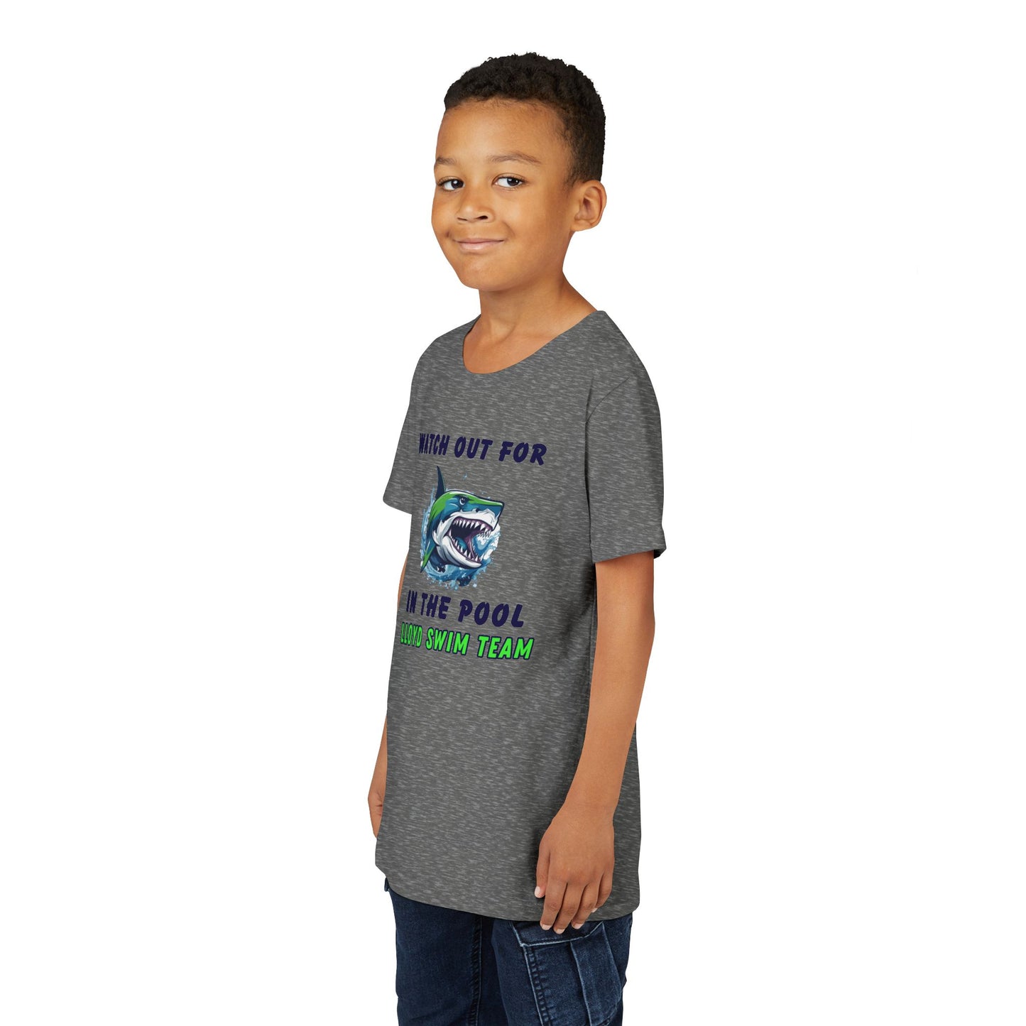 Youth T-Shirt - Watch Out for Sharks - Lloyd Swim Team