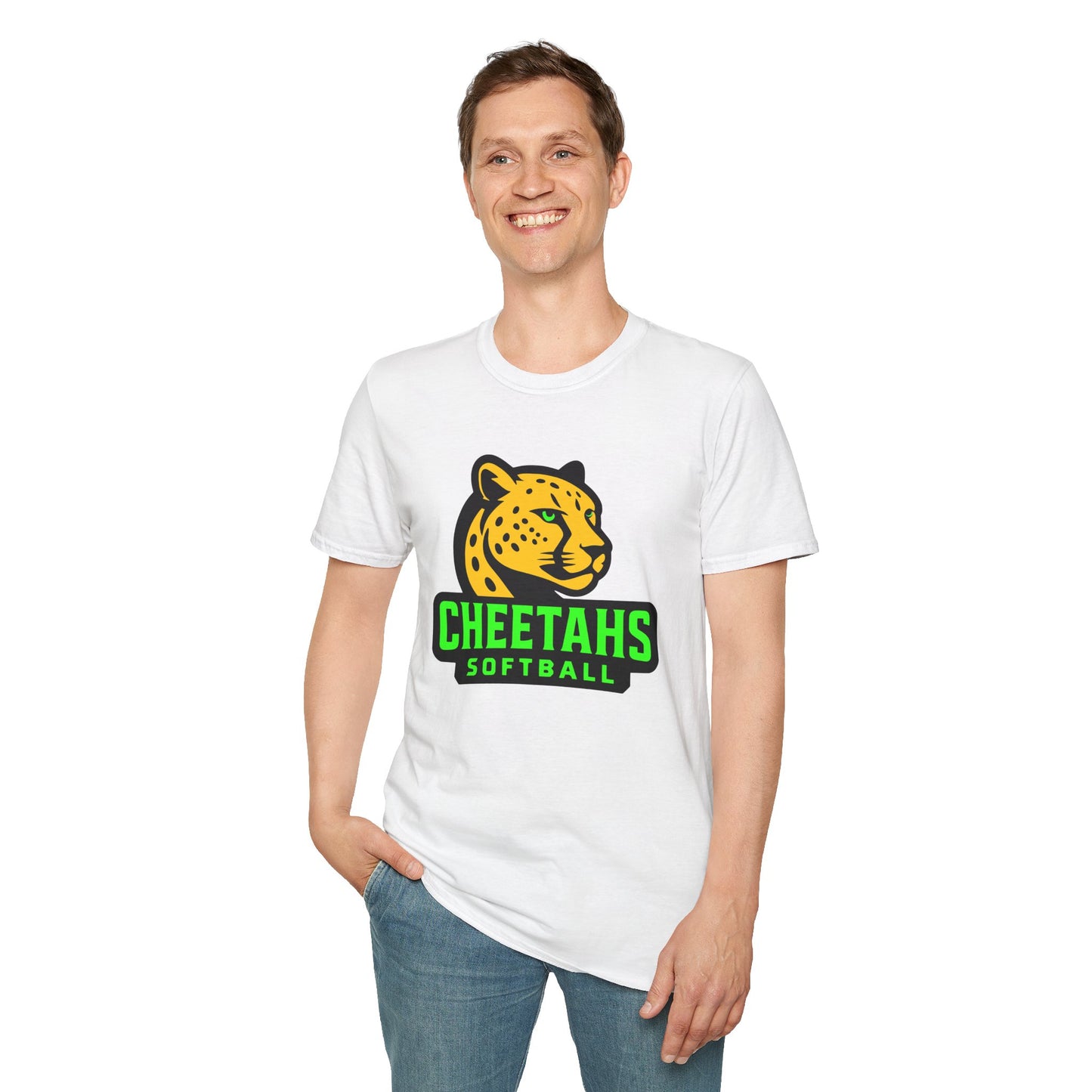 Cheetahs Softball Adult Unisex Softstyle T-Shirt | Casual Sports Apparel, Team Uniform, Gift for Athletes, Free Shipping
