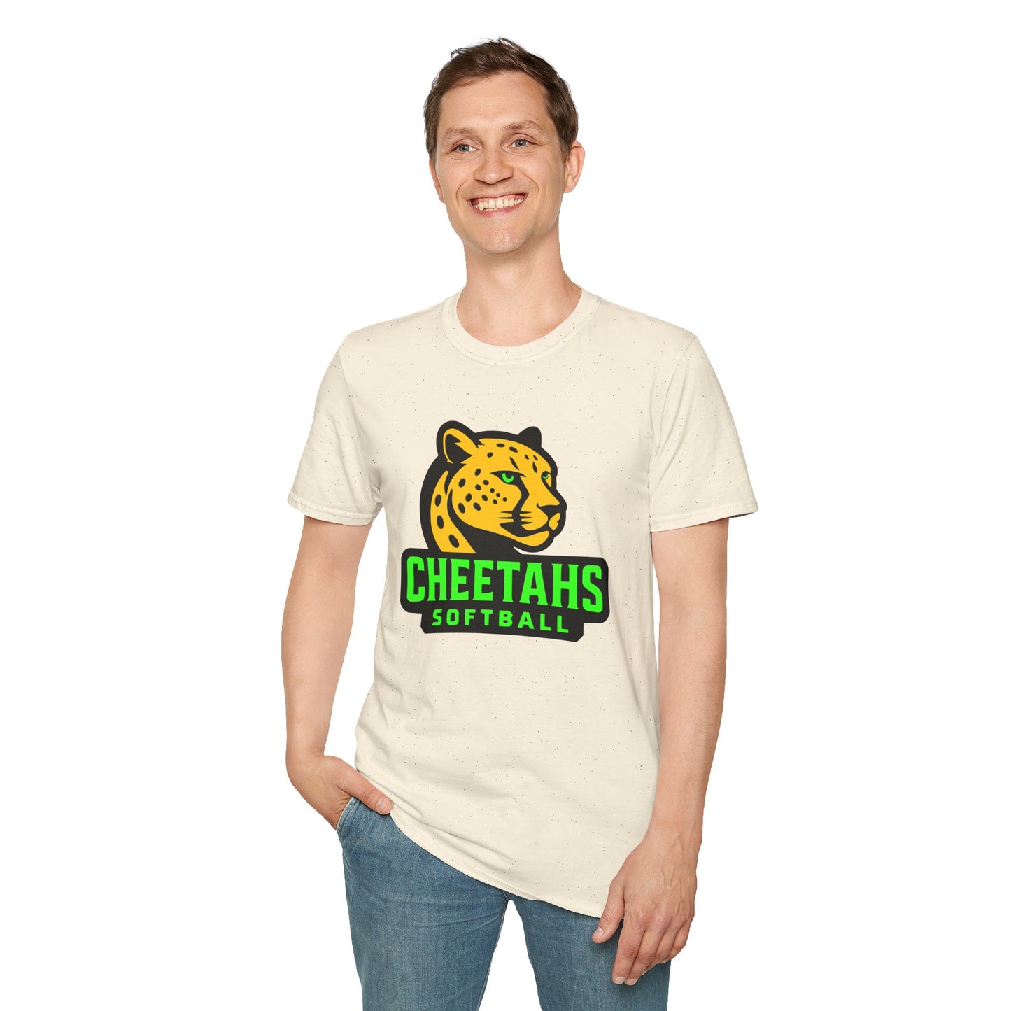 Cheetahs Softball Adult Unisex Softstyle T-Shirt | Casual Sports Apparel, Team Uniform, Gift for Athletes, Free Shipping