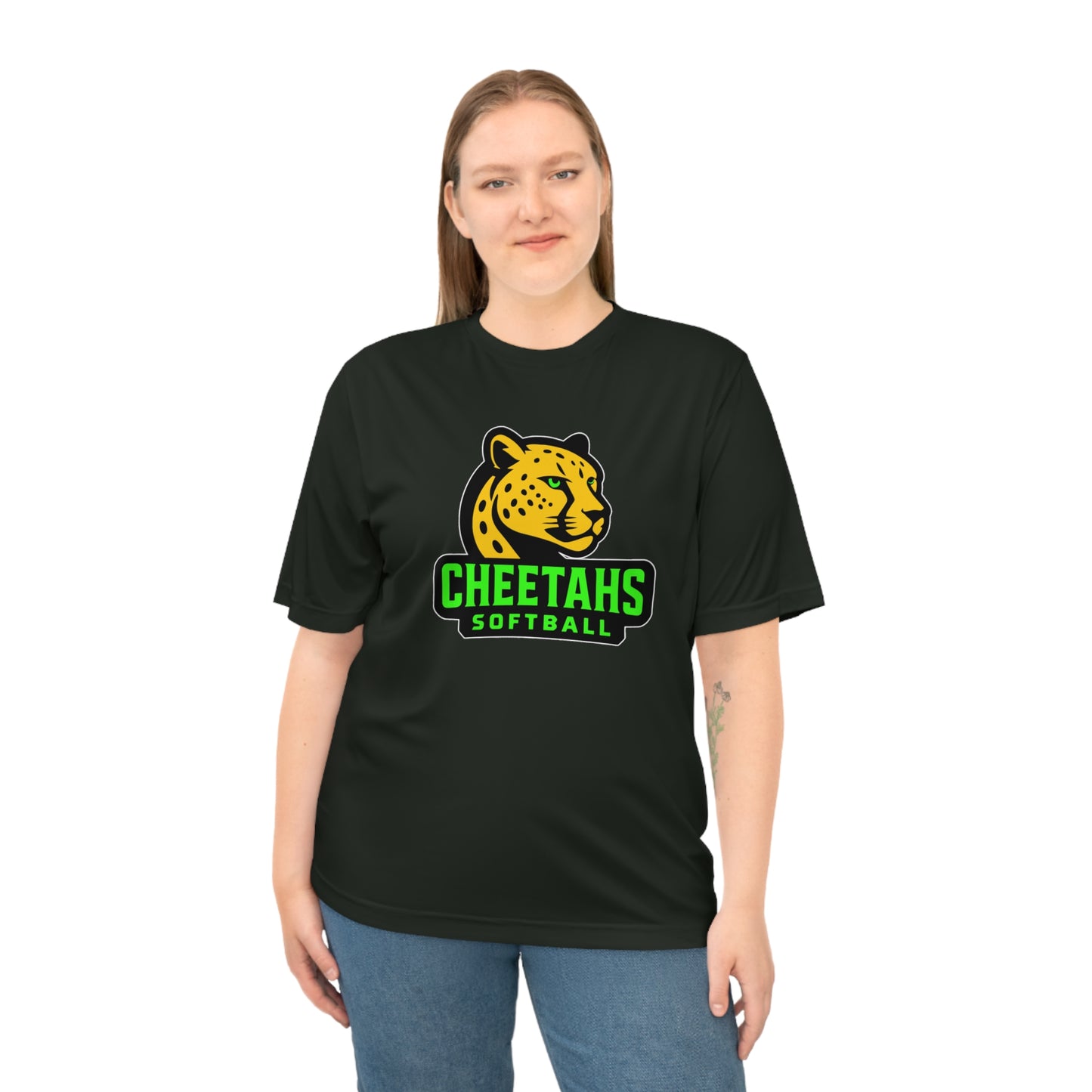 Cheetahs Softball Performance Tee – Black - Moisture-Wicking, UPF Protection, Free Shipping