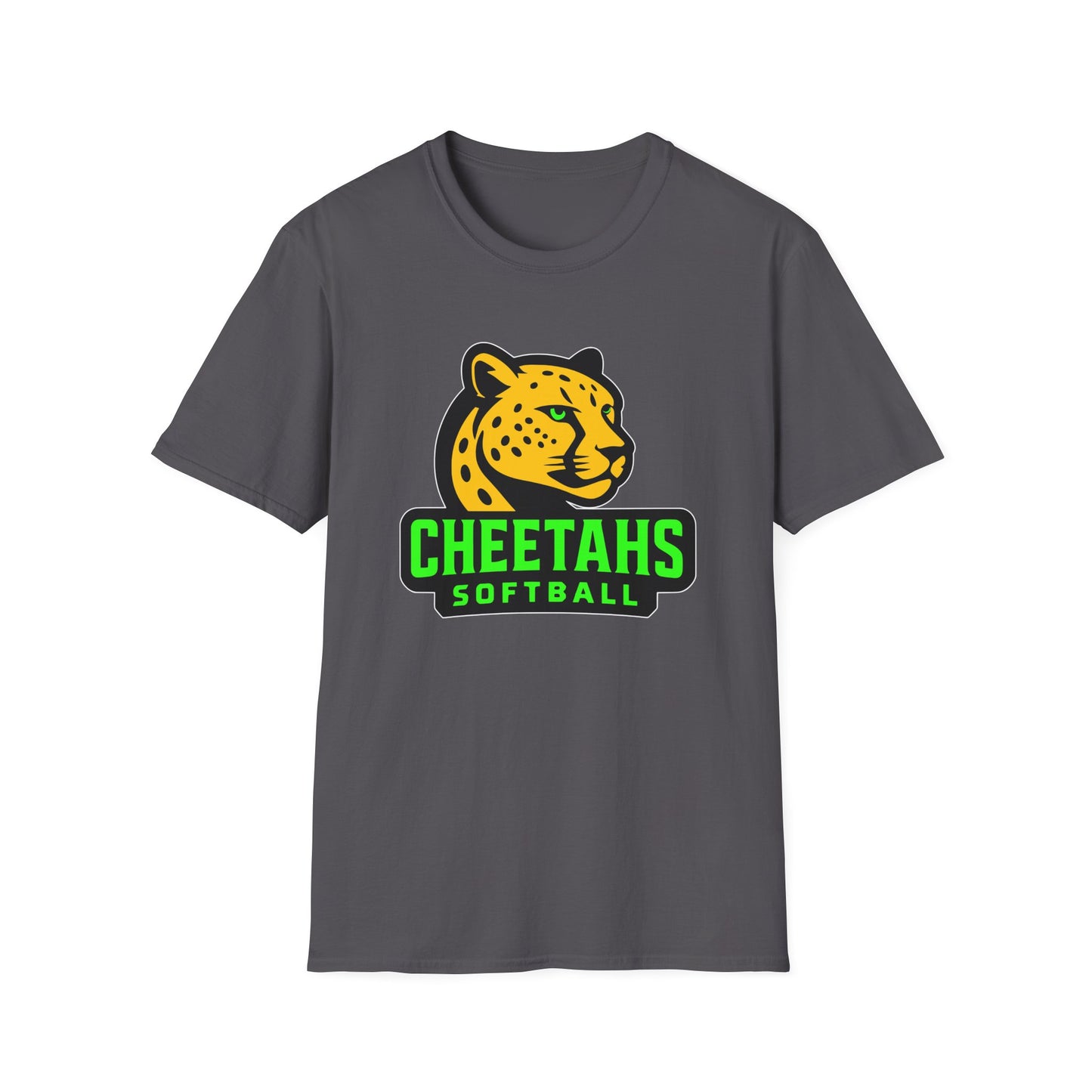Cheetahs Softball Adult Unisex Softstyle T-Shirt | Spirit Wear | White Outline | Free Shipping