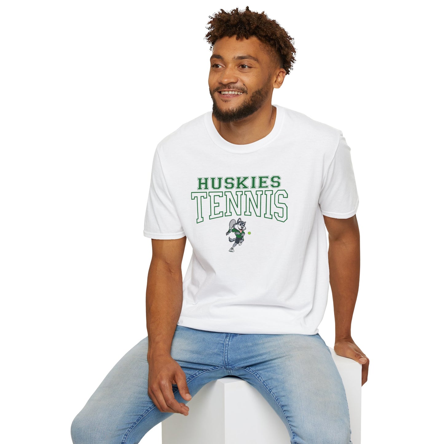 North Huskies Tennis Mascot T-Shirt – Unisex Gildan Softstyle Spirit Wear - Free Shipping