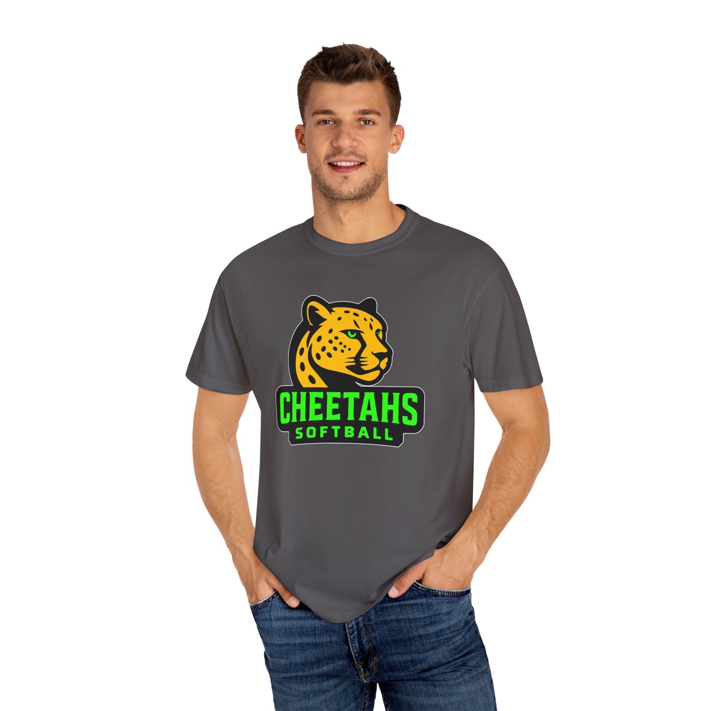 Cheetahs Softball Comfort Colors T-Shirt | Unisex Garment-Dyed Spirit Wear, Team Pride, Free Shipping