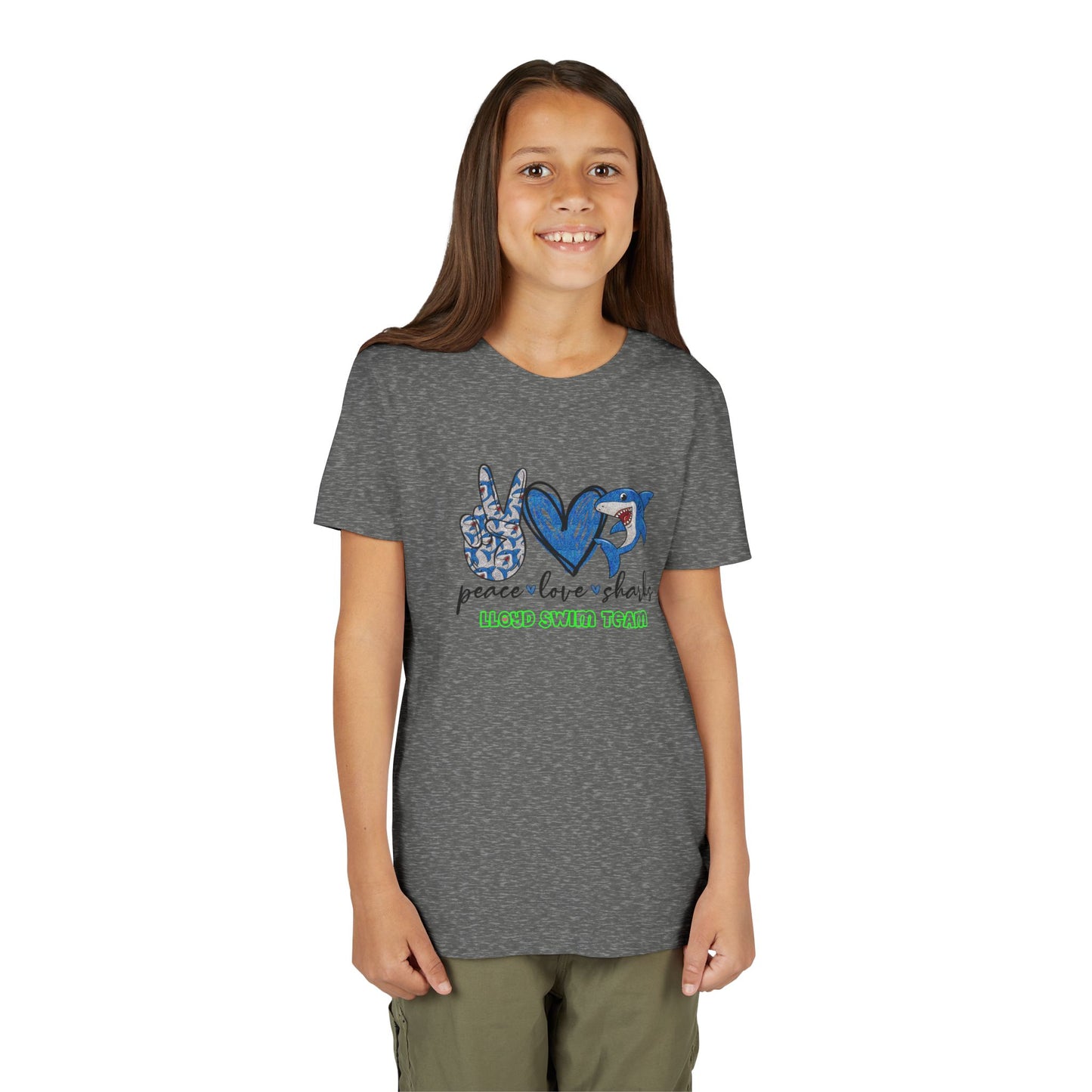 Youth T-Shirt - Peace, Love, Sharks - Lloyd Swim