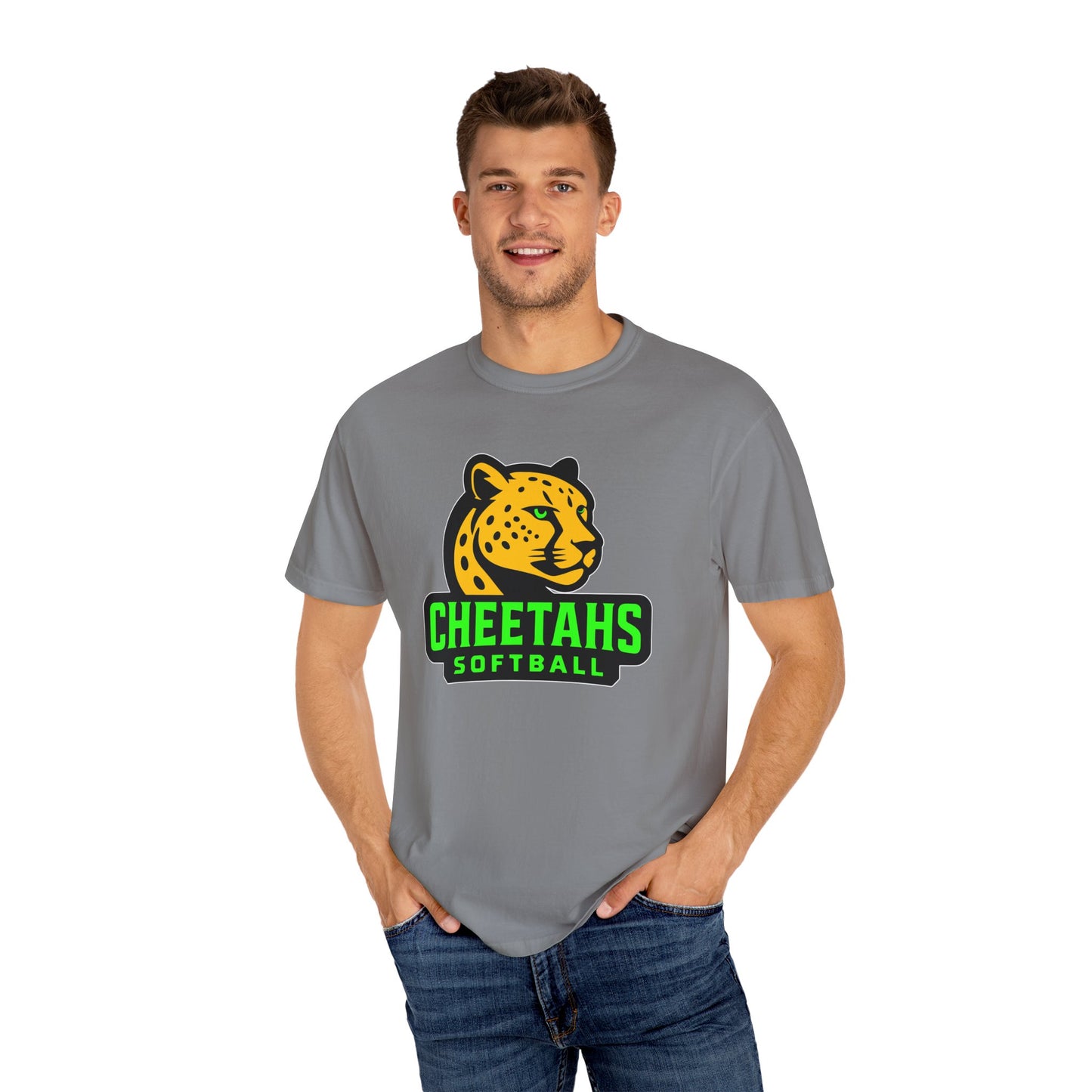 Cheetahs Softball Comfort Colors T-Shirt | Unisex Garment-Dyed Spirit Wear, Team Pride, Free Shipping