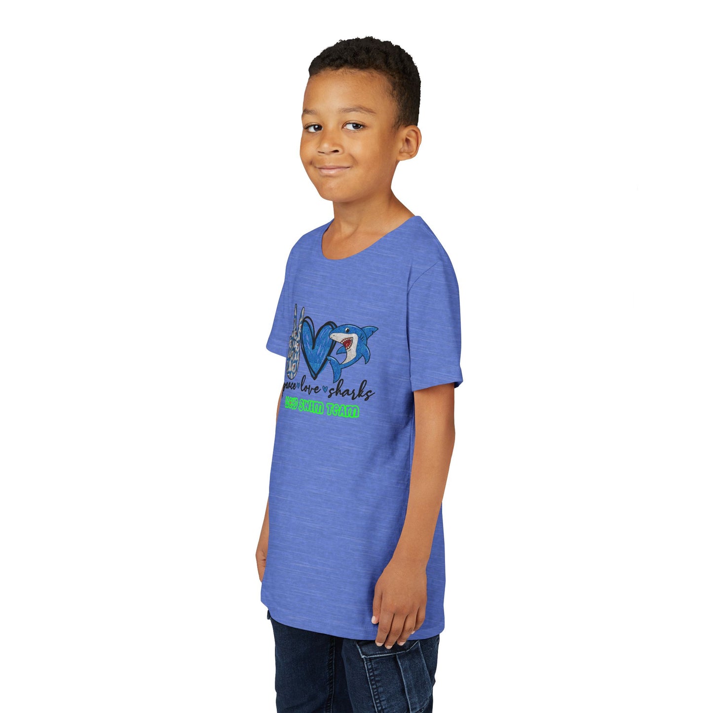 Youth T-Shirt - Peace, Love, Sharks - Lloyd Swim