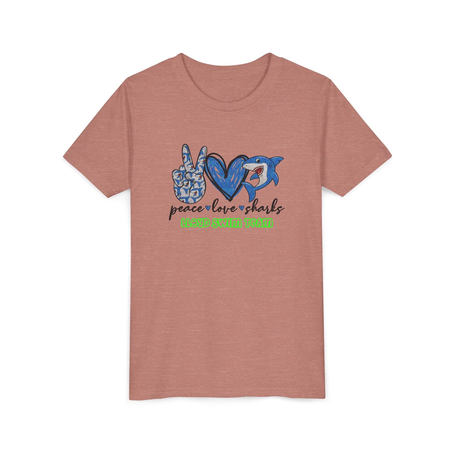 Youth T-Shirt - Peace, Love, Sharks - Lloyd Swim