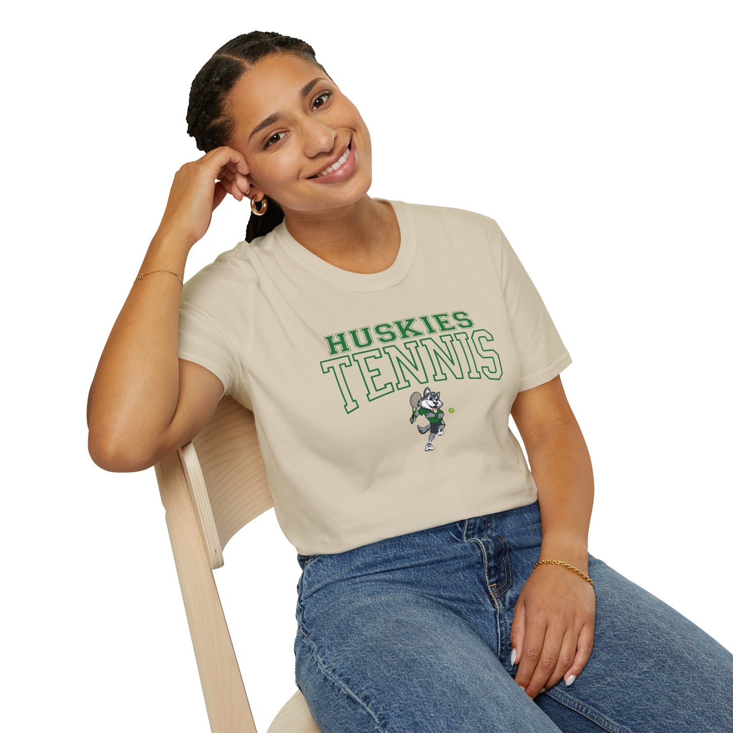 North Huskies Tennis Mascot T-Shirt – Unisex Gildan Softstyle Spirit Wear - Free Shipping
