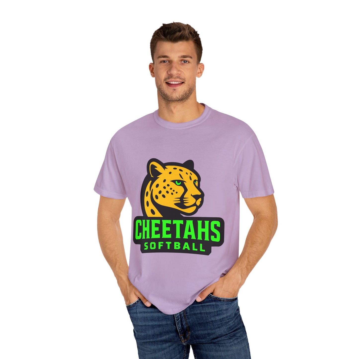 Cheetahs Softball Comfort Colors T-Shirt | Unisex Garment-Dyed Spirit Wear, Team Pride, Free Shipping