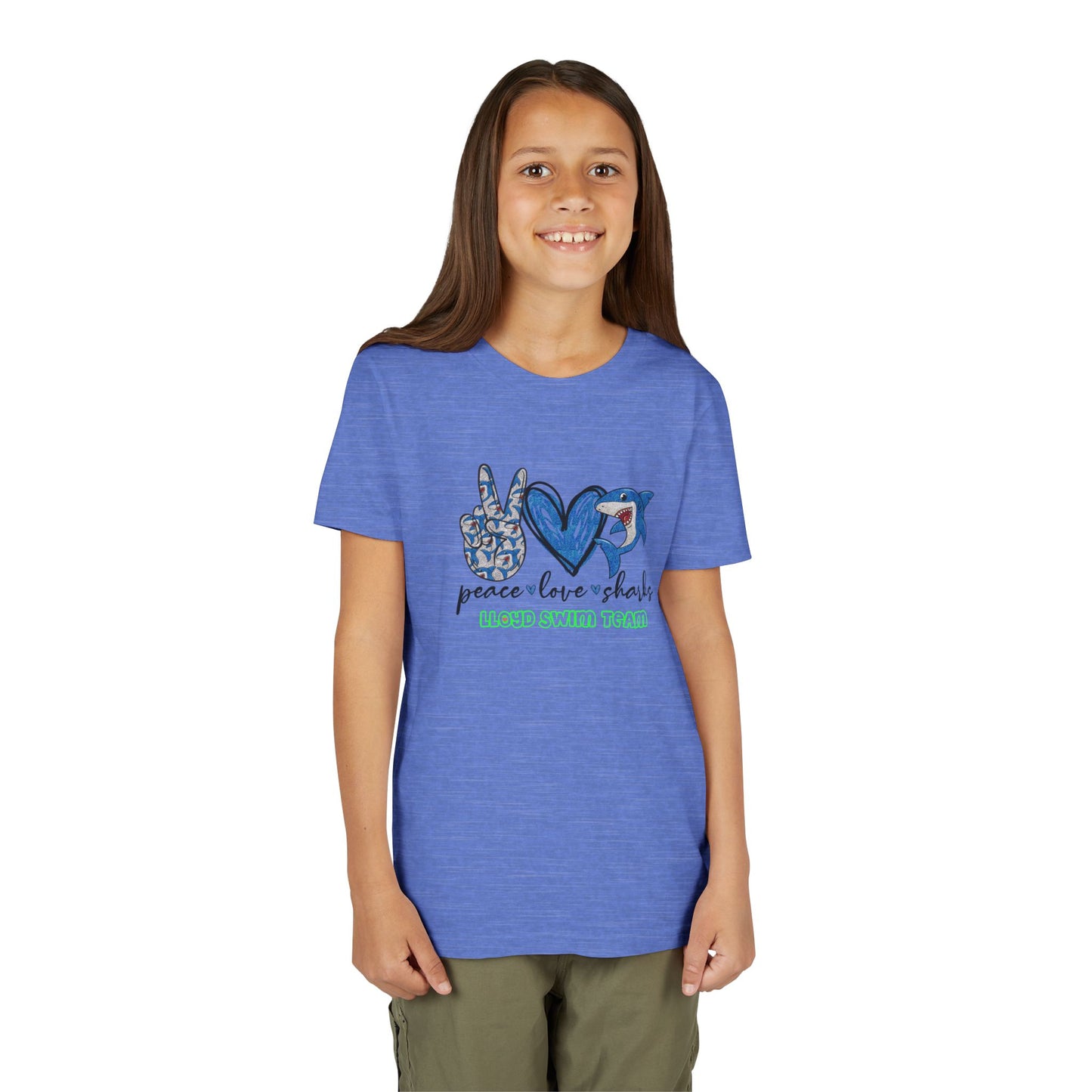 Youth T-Shirt - Peace, Love, Sharks - Lloyd Swim