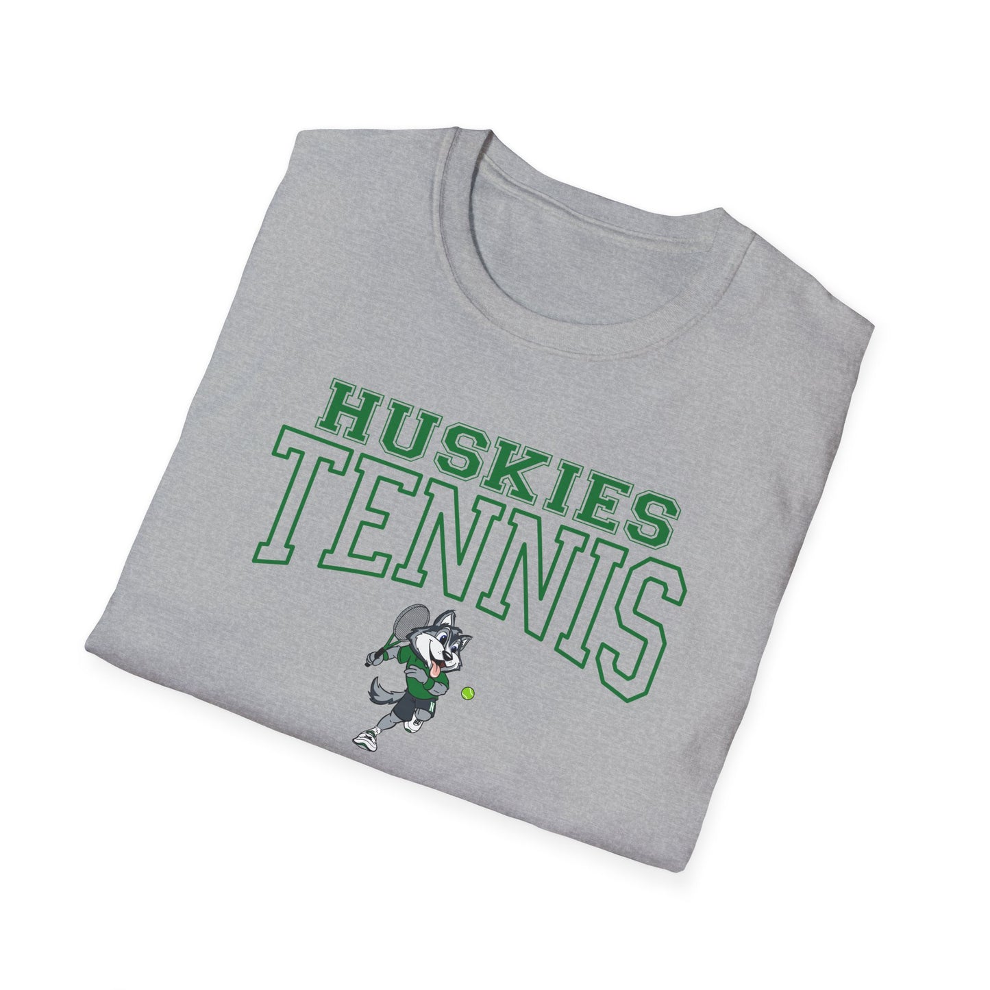 North Huskies Tennis Mascot T-Shirt – Unisex Gildan Softstyle Spirit Wear - Free Shipping