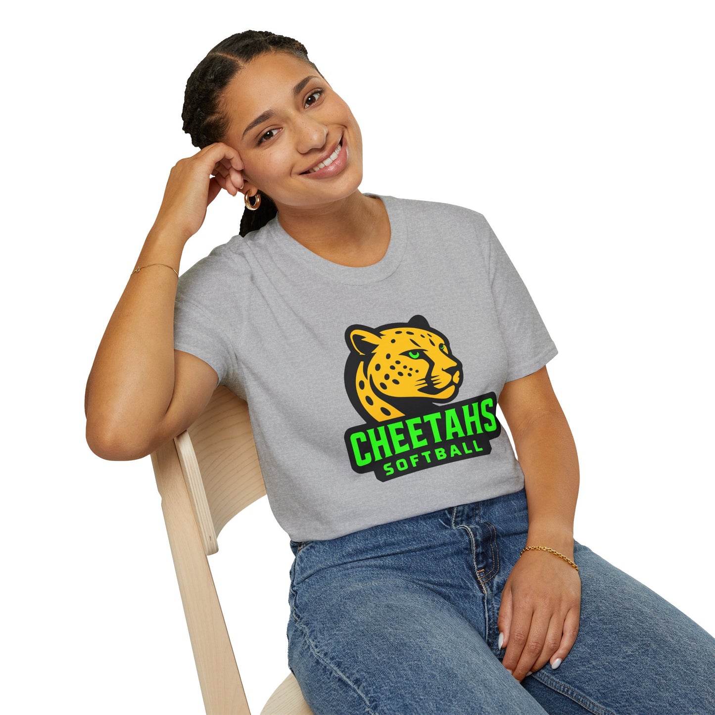 Cheetahs Softball Adult Unisex Softstyle T-Shirt | Casual Sports Apparel, Team Uniform, Gift for Athletes, Free Shipping