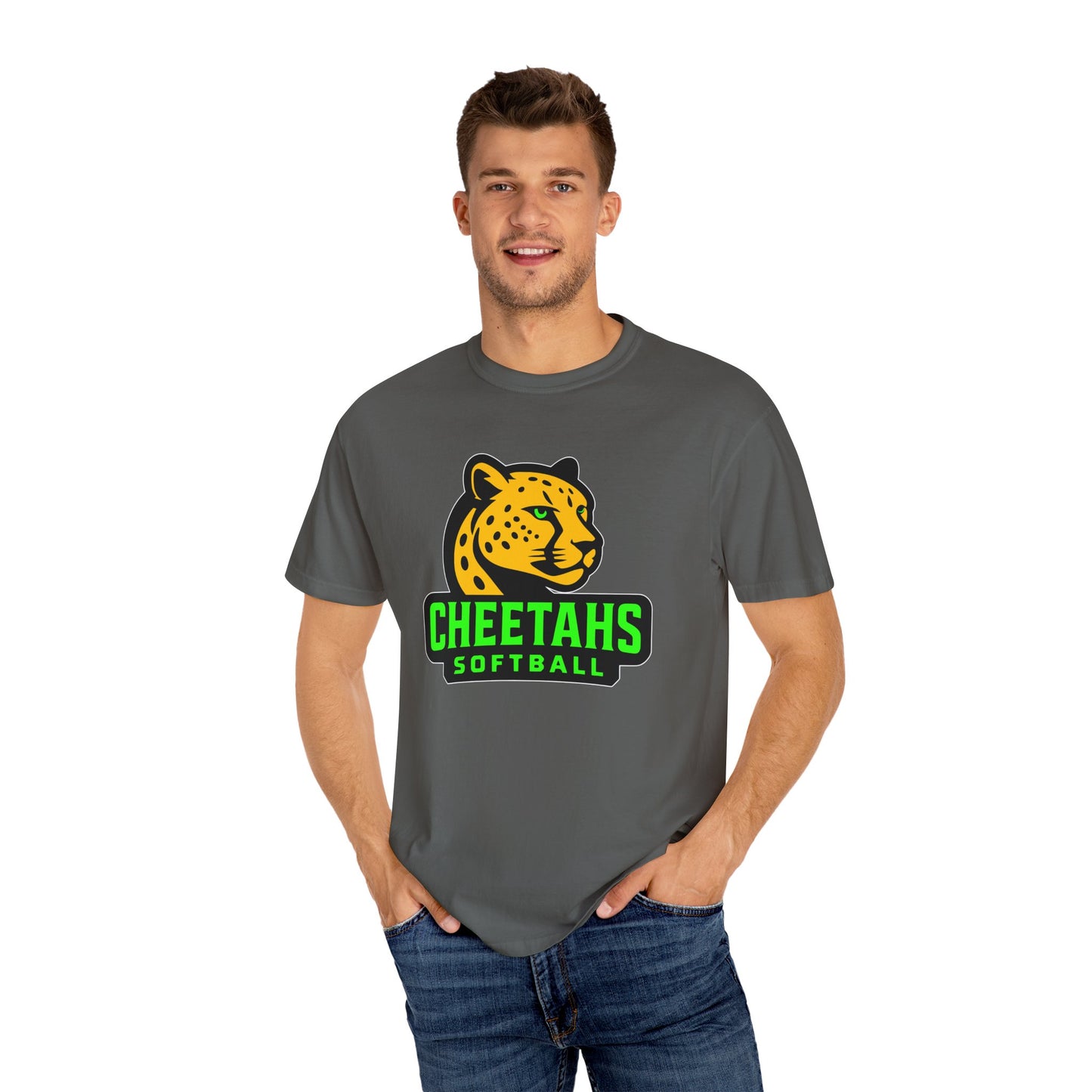 Cheetahs Softball Comfort Colors T-Shirt | Unisex Garment-Dyed Spirit Wear, Team Pride, Free Shipping