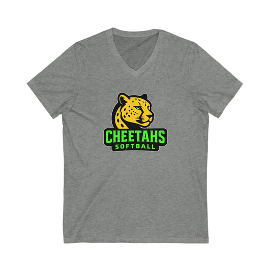 Cheetahs Softball Bella+Canvas V-Neck Tee, Sports Team Apparel, Game Day T-Shirt, Softball Fan Gear, Free Shipping