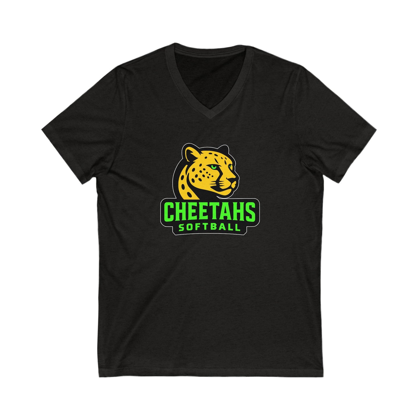 Cheetahs Softball Bella+Canvas V-Neck Tee, Sports Team Apparel, Game Day T-Shirt, Softball Fan Gear, Free Shipping