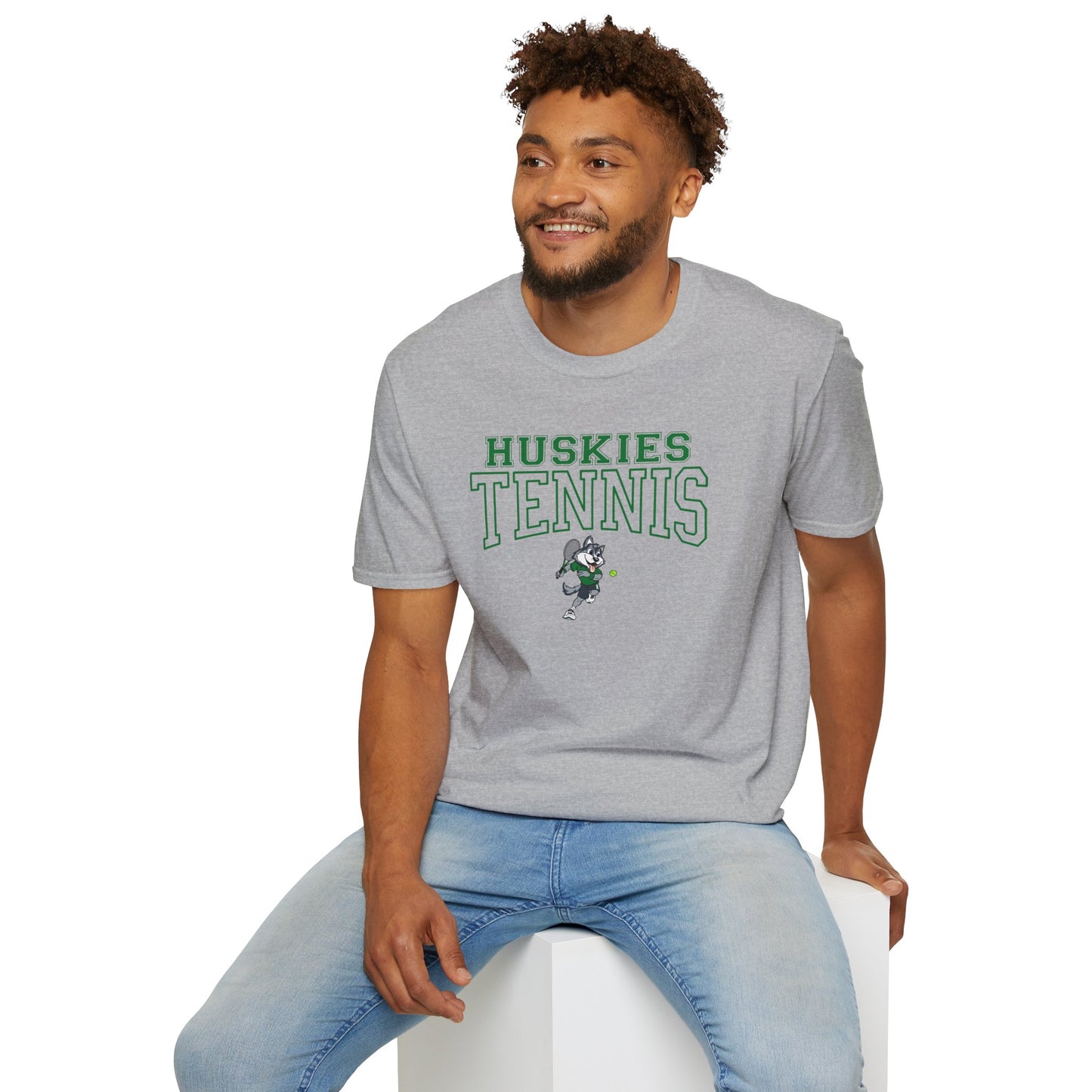 North Huskies Tennis Mascot T-Shirt – Unisex Gildan Softstyle Spirit Wear - Free Shipping