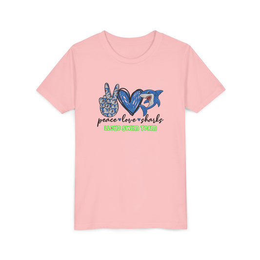 Youth T-Shirt - Peace, Love, Sharks - Lloyd Swim