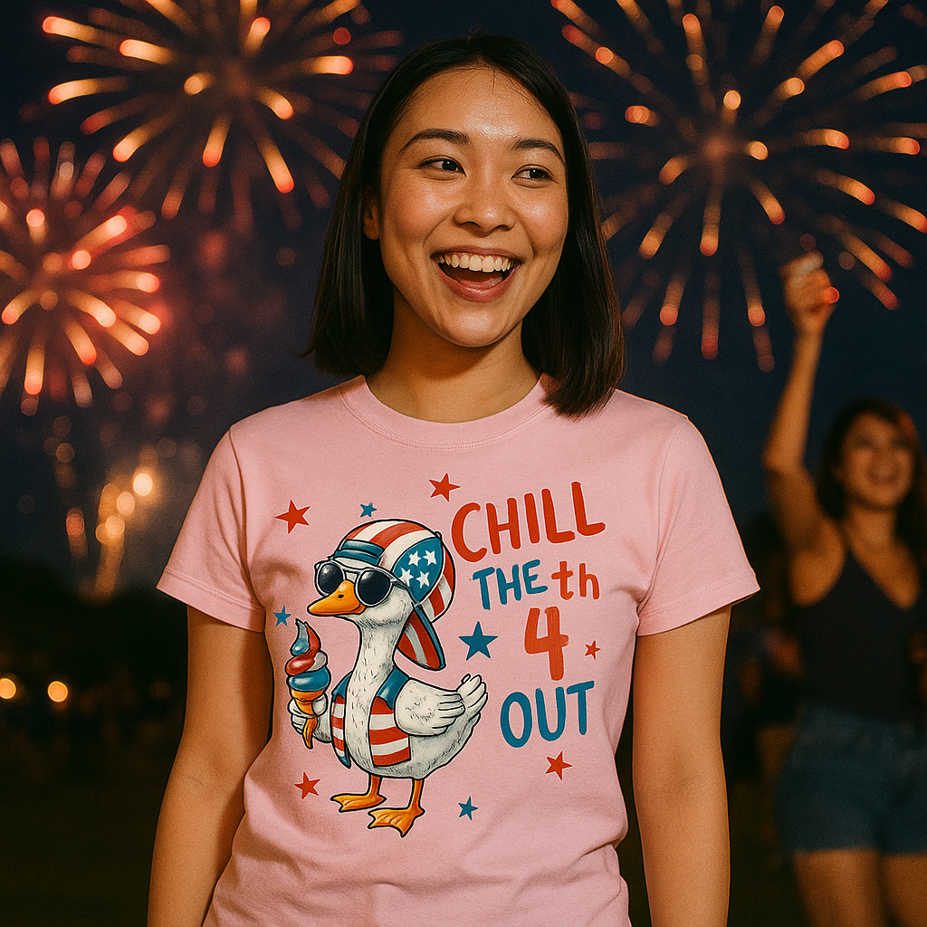 Funny 4th of July T-Shirt – Chill the 4th Out Shirt | Unisex Patriotic Tee for Parties, Summer Festivals, BBQ's, Parades, & Fireworks