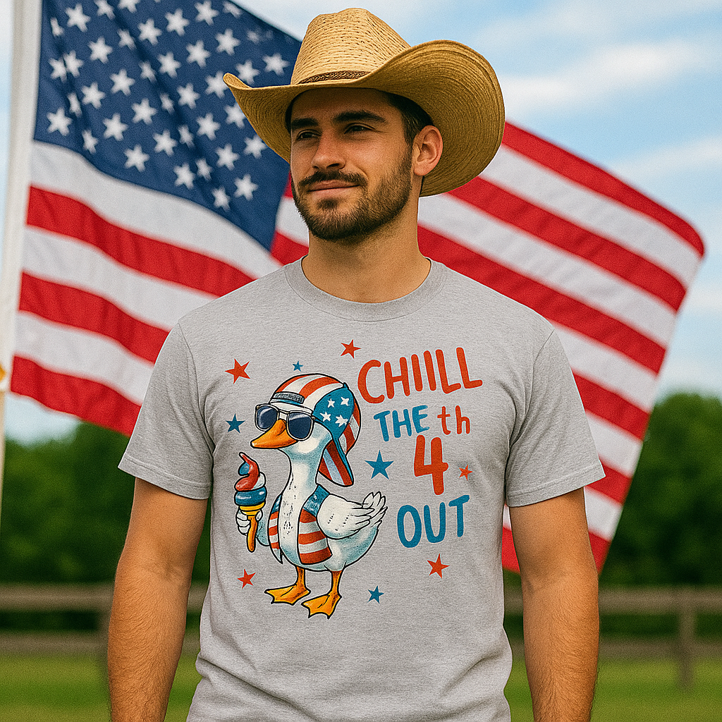 Funny 4th of July T-Shirt – Chill the 4th Out Shirt | Unisex Patriotic Tee for Parties, Summer Festivals, BBQ's, Parades, & Fireworks