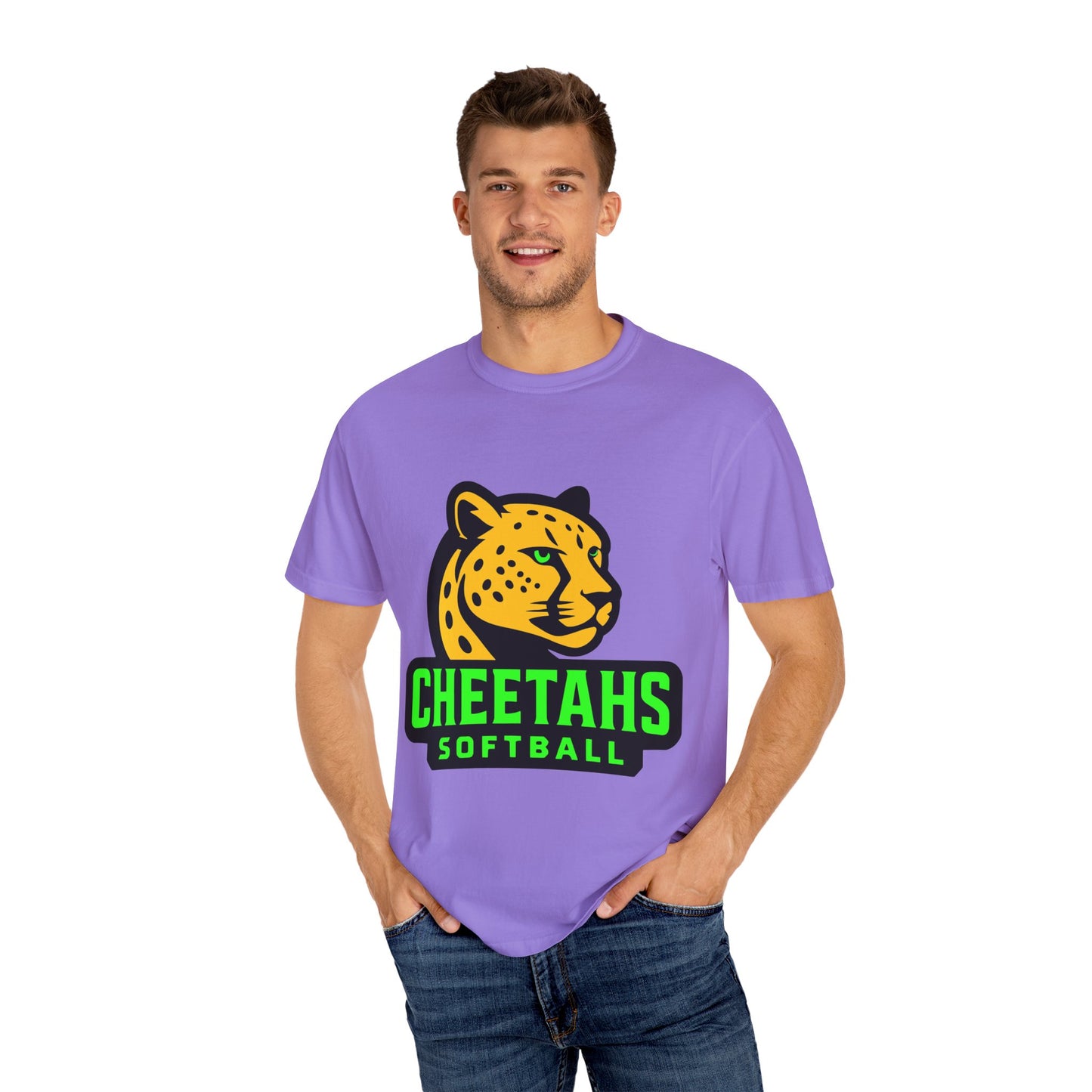 Cheetahs Softball Comfort Colors T-Shirt | Unisex Garment-Dyed Spirit Wear, Team Pride, Free Shipping