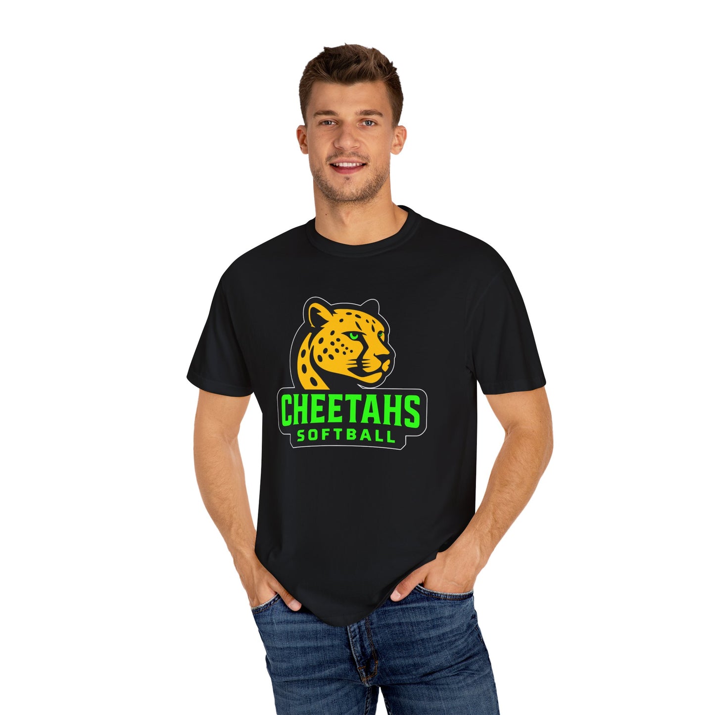 Cheetahs Softball Comfort Colors T-Shirt | Unisex Garment-Dyed Spirit Wear, Team Pride, Free Shipping