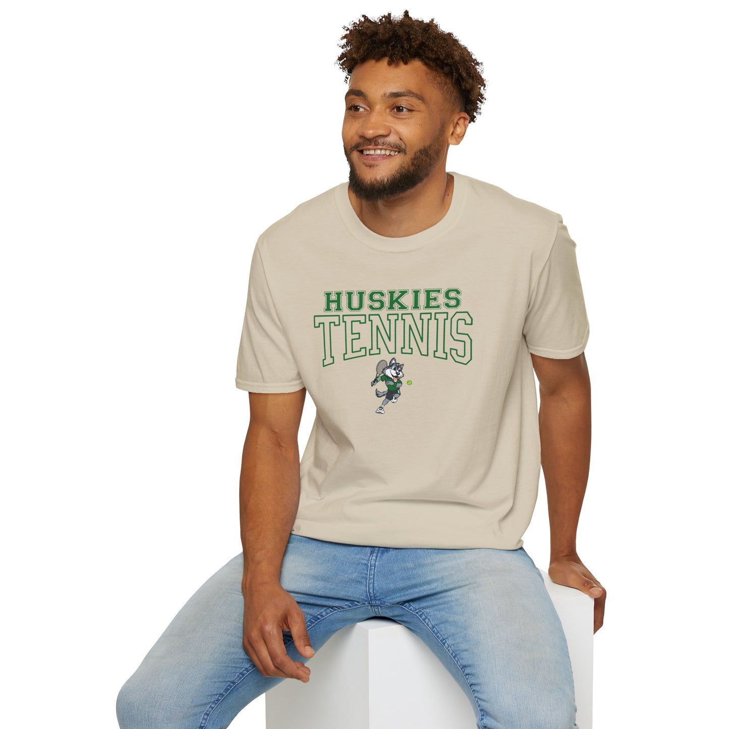 North Huskies Tennis Mascot T-Shirt – Unisex Gildan Softstyle Spirit Wear - Free Shipping