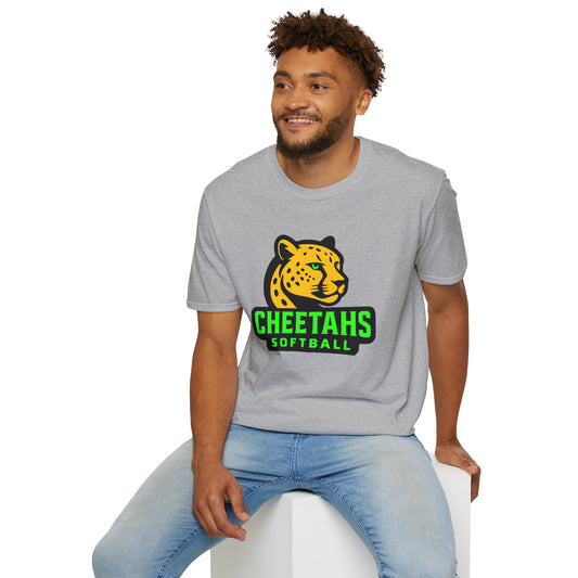 Cheetahs Softball Adult Unisex Softstyle T-Shirt | Casual Sports Apparel, Team Uniform, Gift for Athletes, Free Shipping