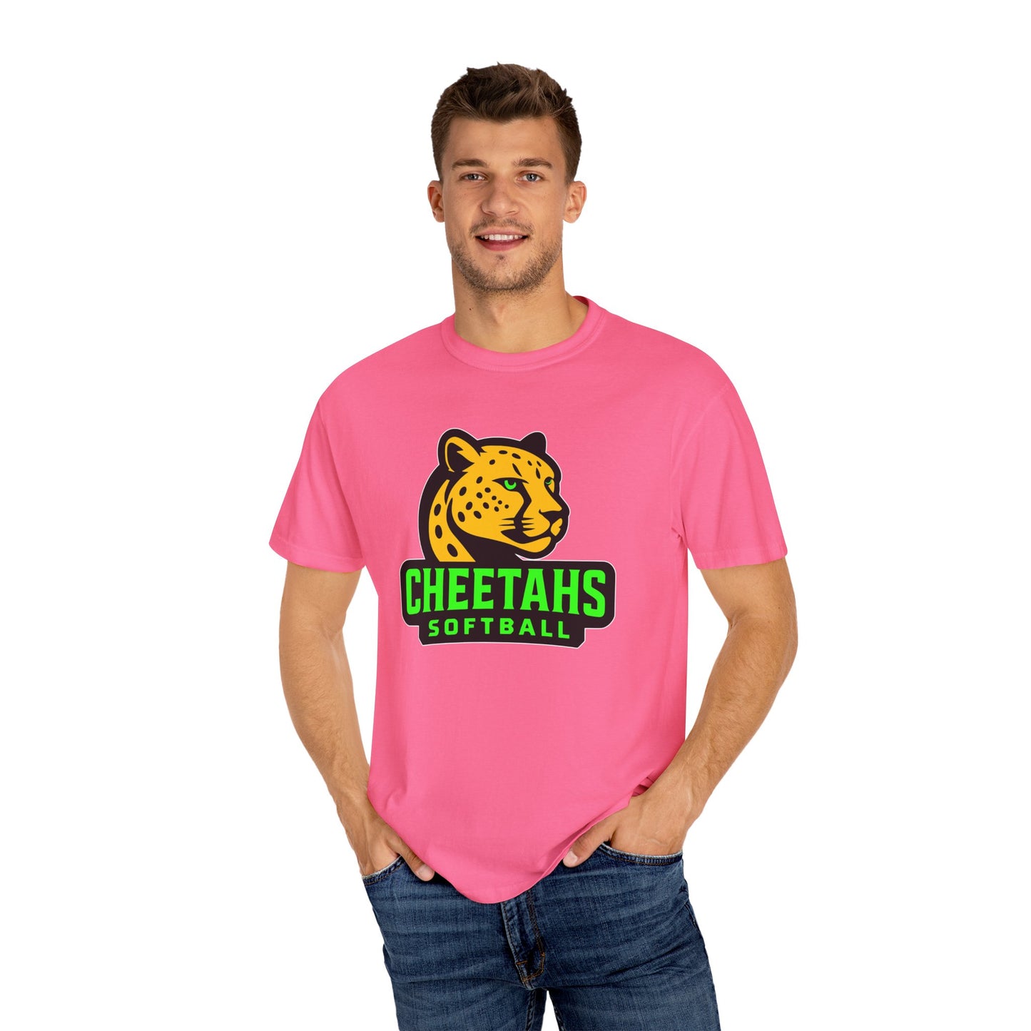 Cheetahs Softball Comfort Colors T-Shirt | Unisex Garment-Dyed Spirit Wear, Team Pride, Free Shipping