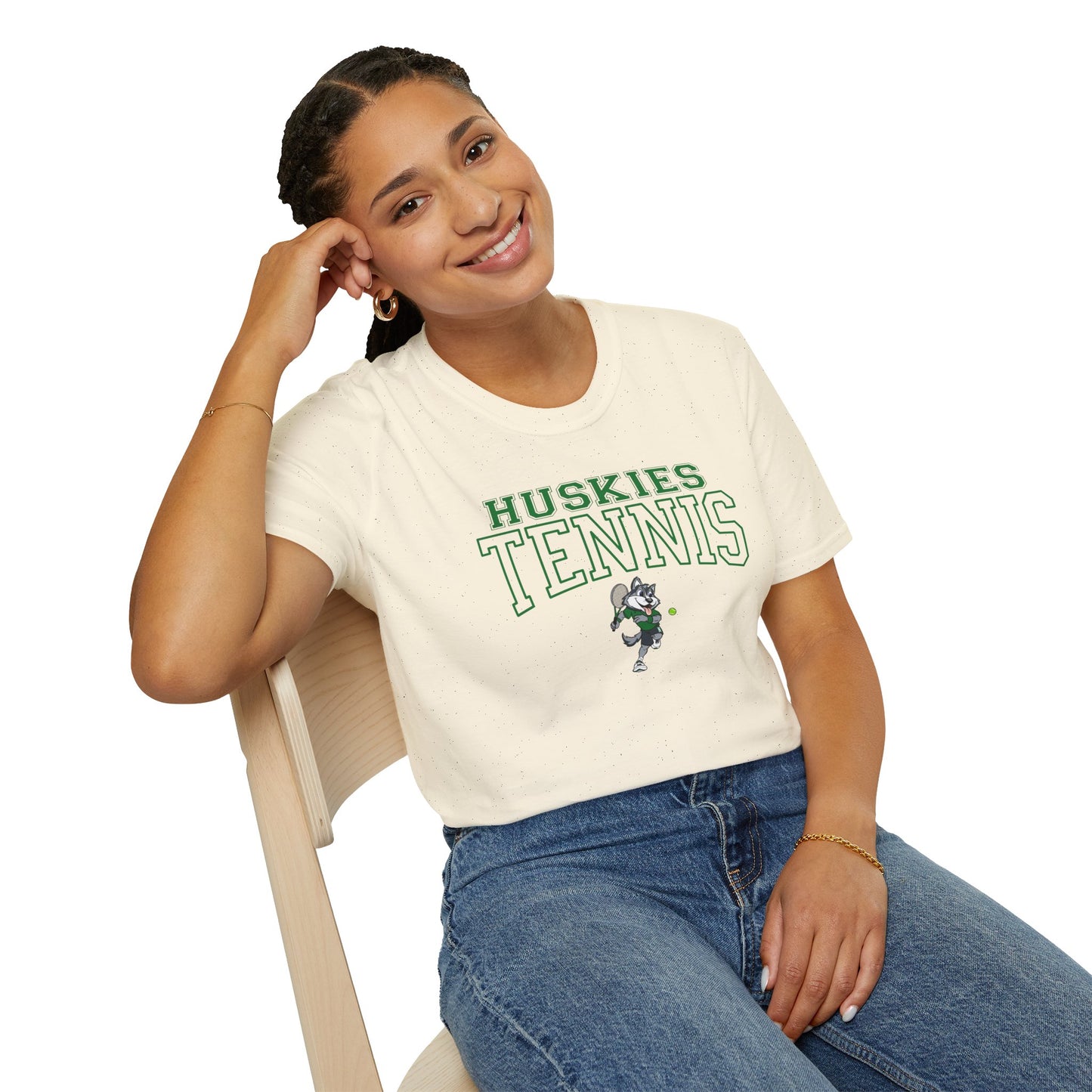 North Huskies Tennis Mascot T-Shirt – Unisex Gildan Softstyle Spirit Wear - Free Shipping