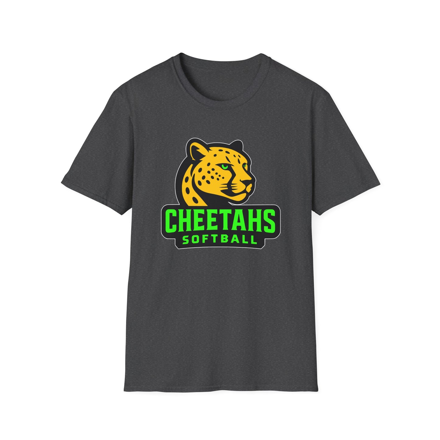 Cheetahs Softball Adult Unisex Softstyle T-Shirt | Spirit Wear | White Outline | Free Shipping