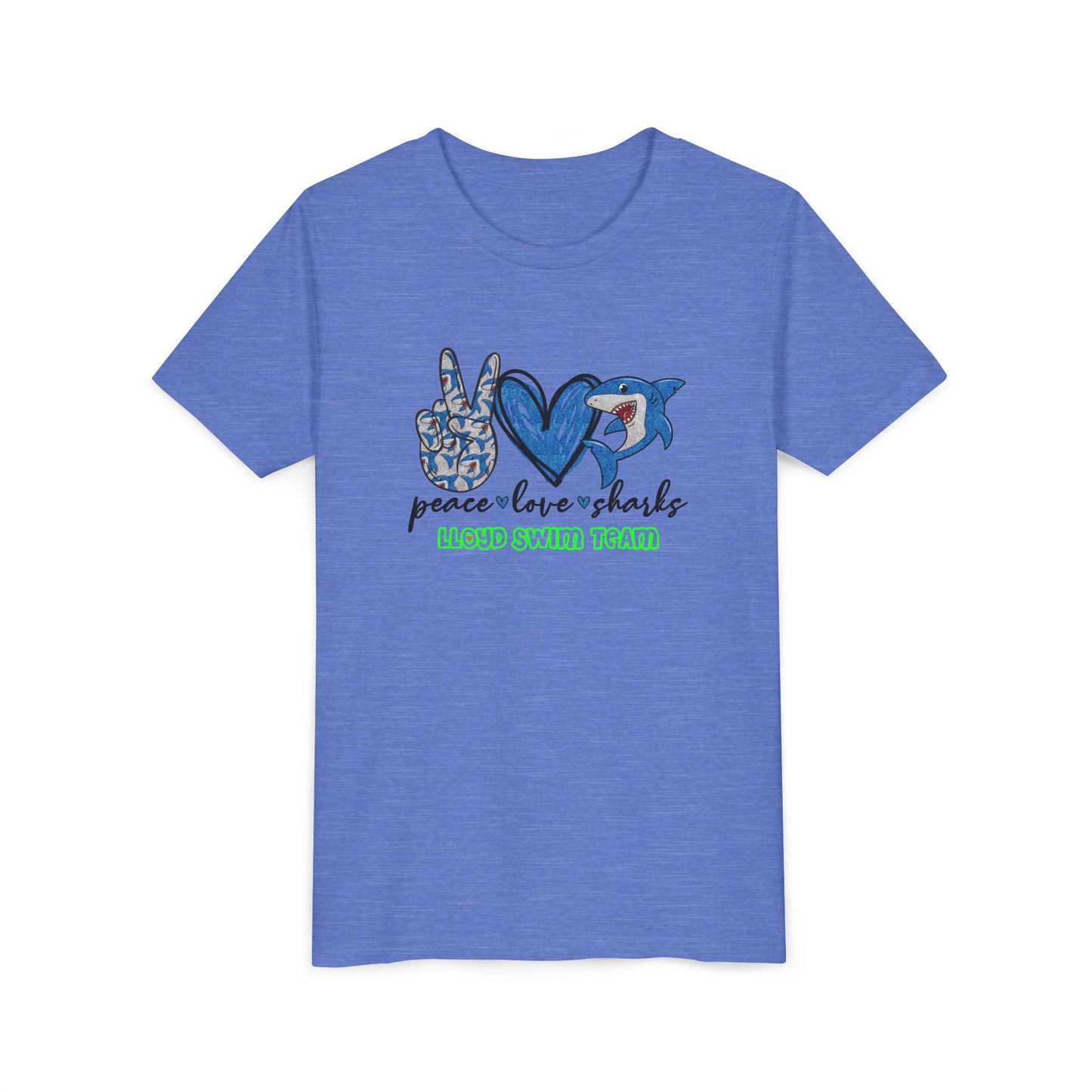 Youth T-Shirt - Peace, Love, Sharks - Lloyd Swim