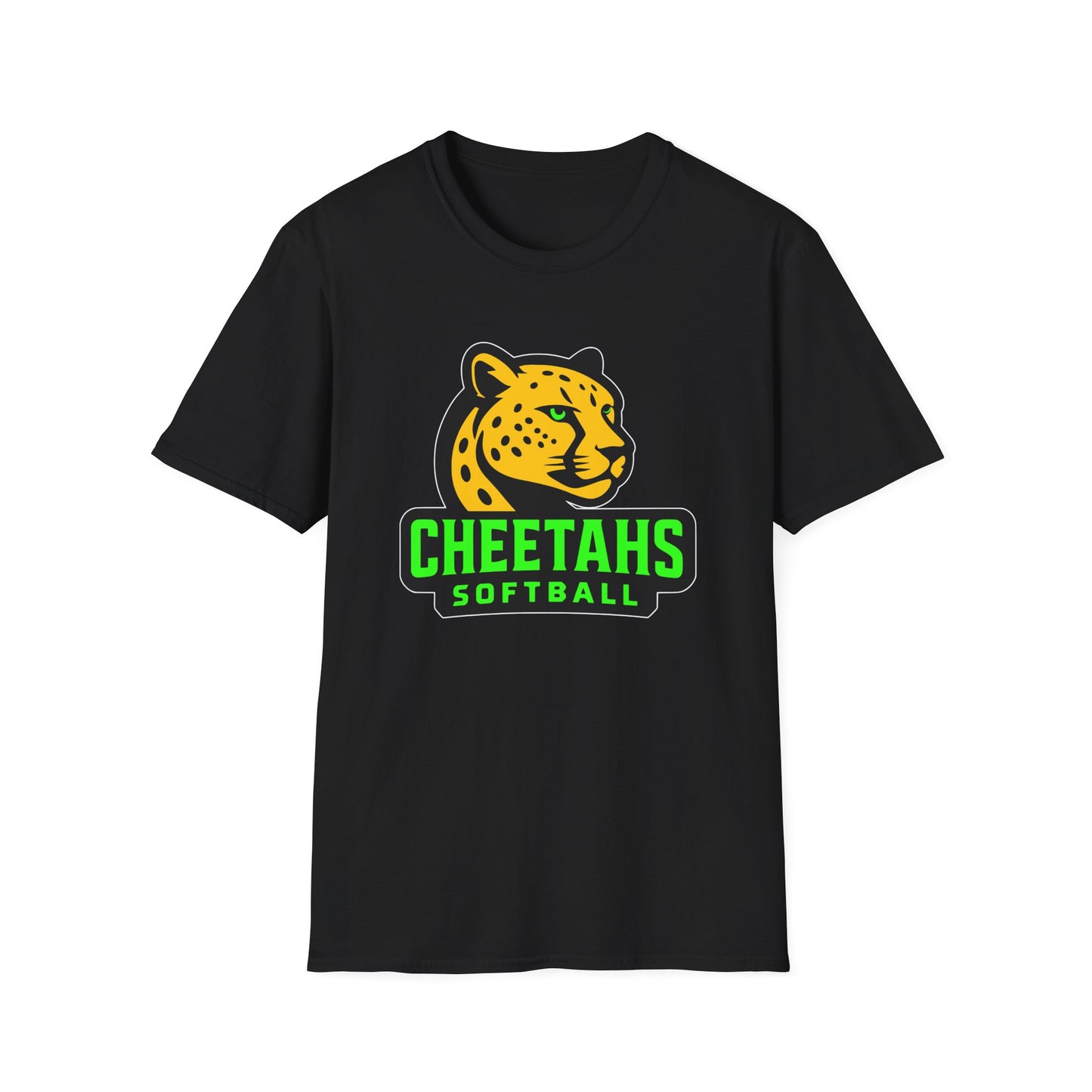 Cheetahs Softball Adult Unisex Softstyle T-Shirt | Spirit Wear | White Outline | Free Shipping