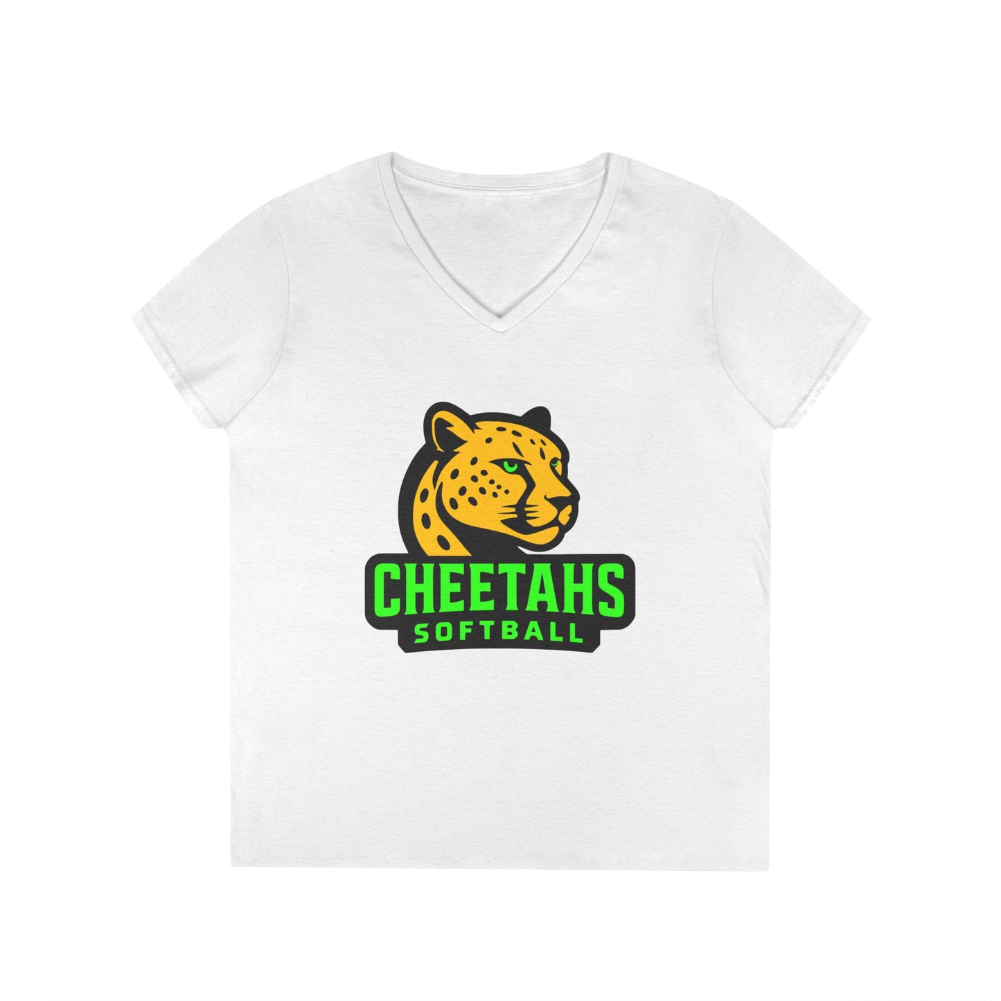 Cheetahs Softball Ladies’ V-Neck T-Shirt | Flattering Semi-Fitted Spirit Wear, Free Shipping