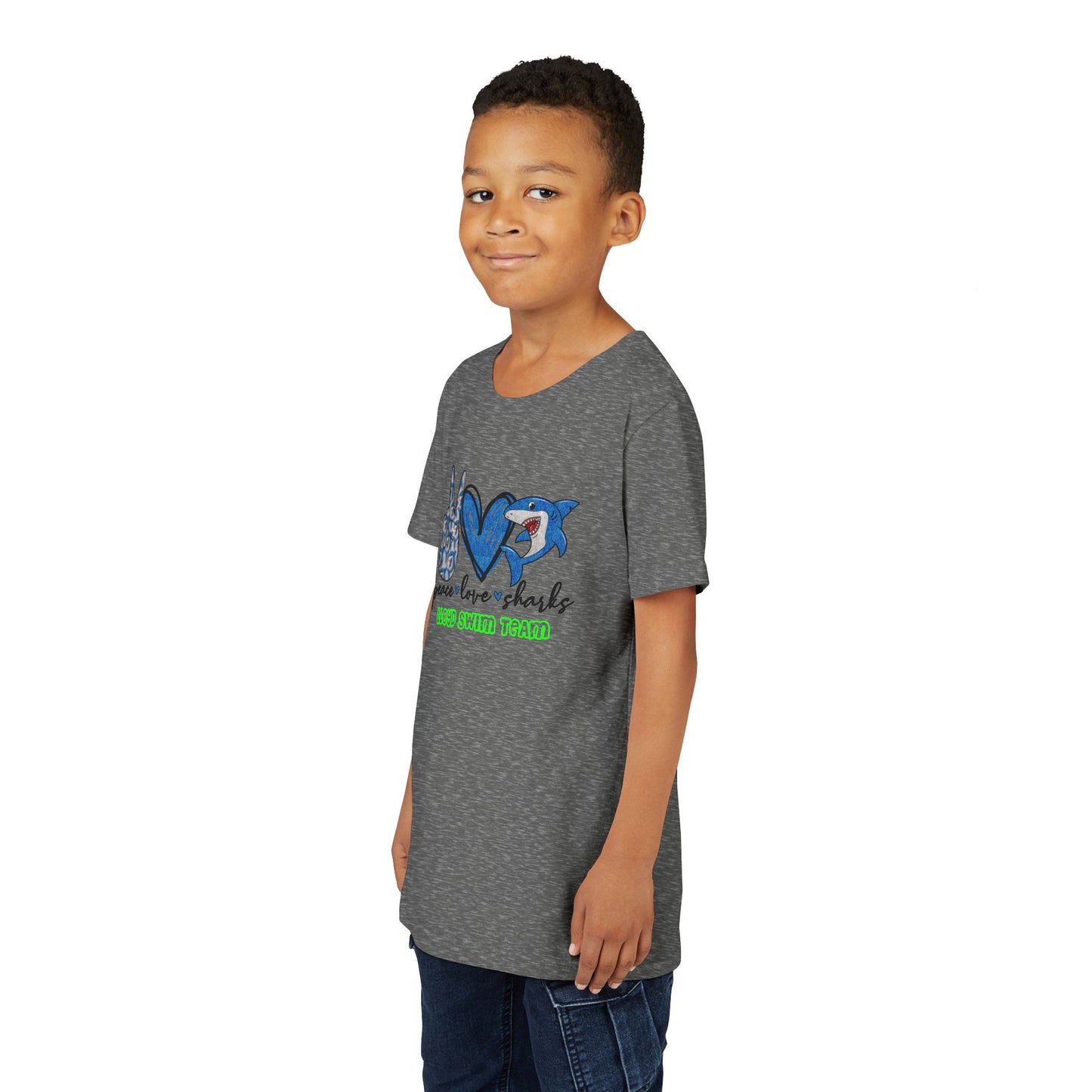 Youth T-Shirt - Peace, Love, Sharks - Lloyd Swim