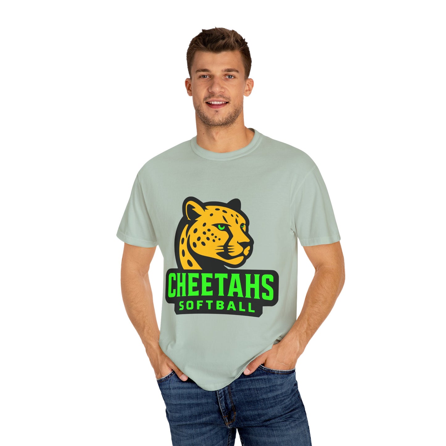 Cheetahs Softball Comfort Colors T-Shirt | Unisex Garment-Dyed Spirit Wear, Team Pride, Free Shipping