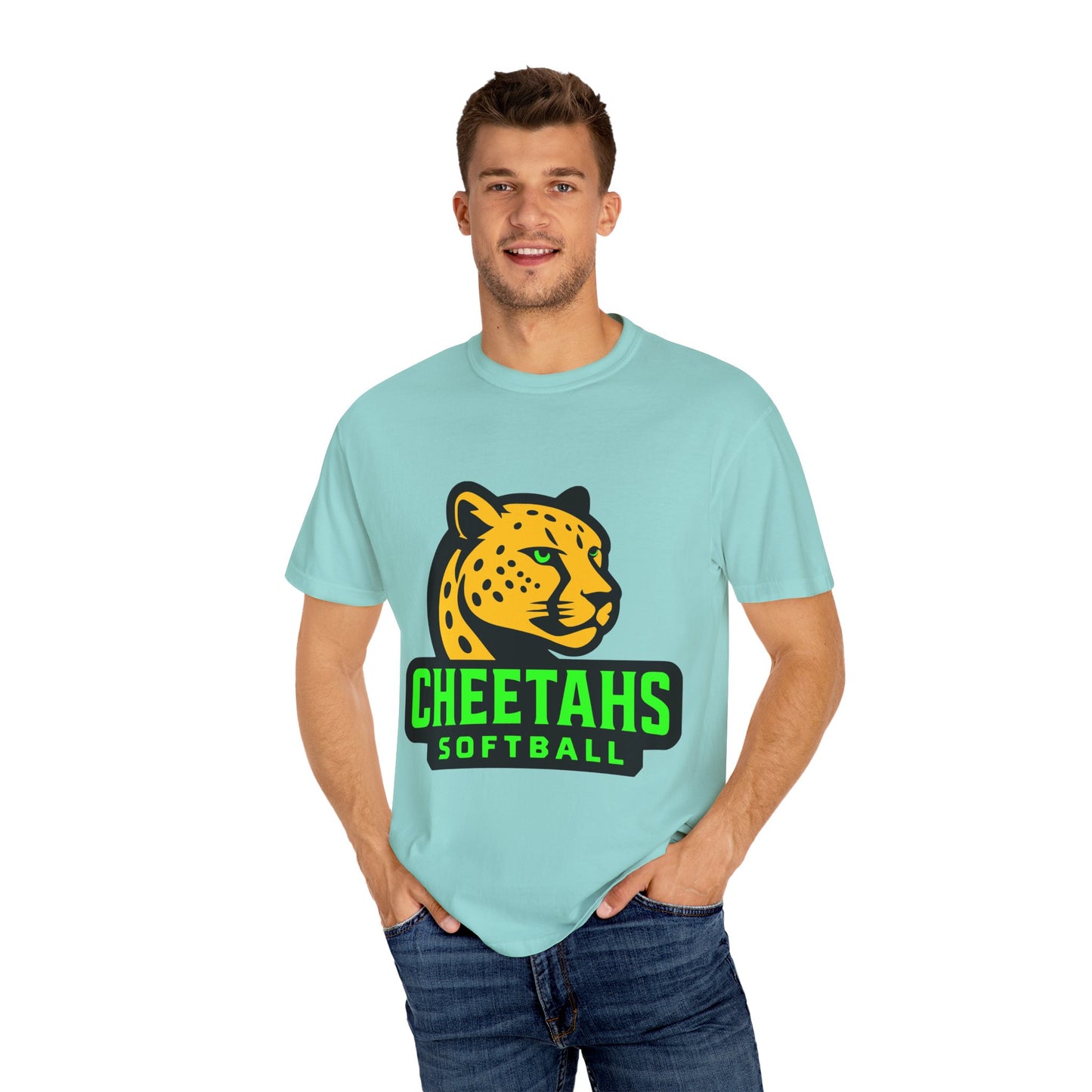 Cheetahs Softball Comfort Colors T-Shirt | Unisex Garment-Dyed Spirit Wear, Team Pride, Free Shipping